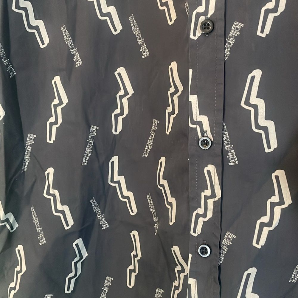 Strata Lollapalooza Grey Novelty Button Down Short Sleeve Shirt  Sz L - Picture 4 of 7